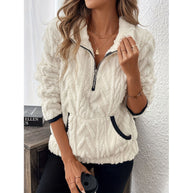 Damen Bequemer Hoodie mit hochschließendem Reißverschluss und praktischen Taschen WW