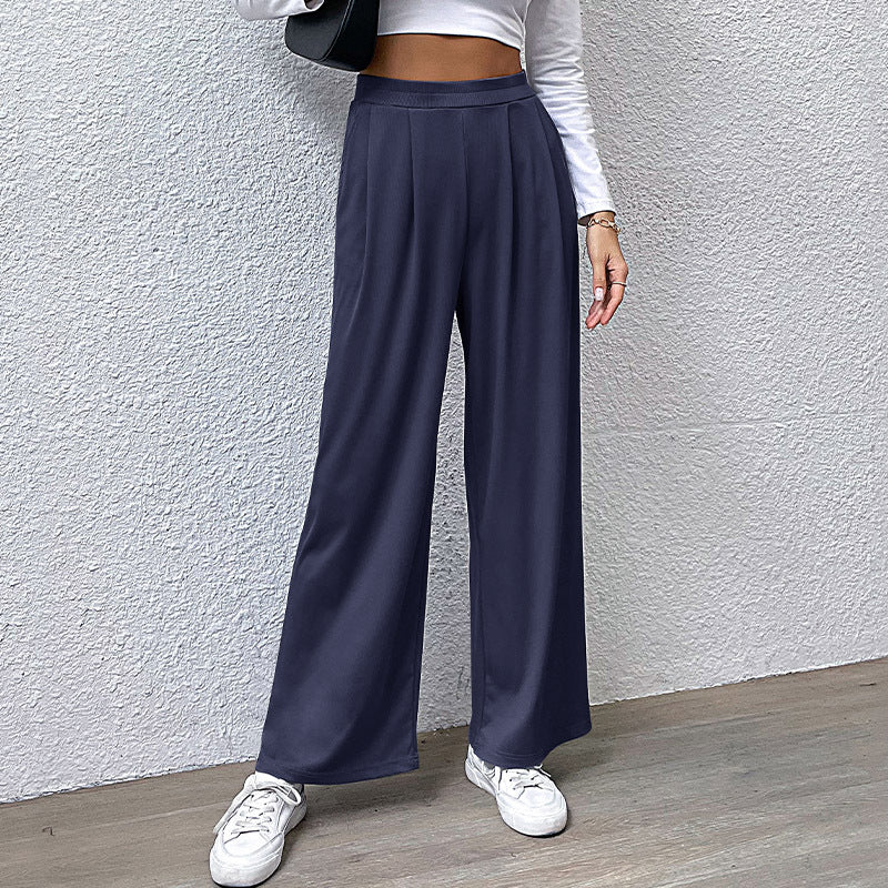 Damen weite Chinohose mit elegantem Faltenwurf und hohem Bund WW