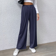 Damen weite Chinohose mit elegantem Faltenwurf und hohem Bund WW
