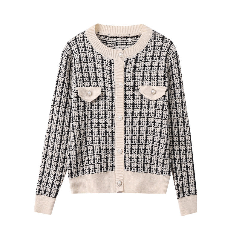 Damen Strickjacke mit strukturiertem Design und Perlknöpfen WW