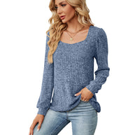 Damen bequemer Pullover mit strukturiertem Feinstrick und weitem Ausschnitt WW