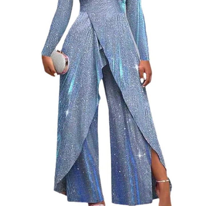 Damen Glamouröser Jumpsuit mit schimmerndem Paillettenbesatz und eleganten Cut-Outs W&W Mode