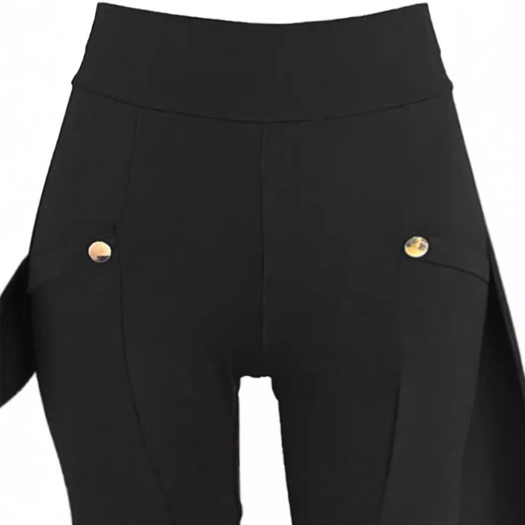 Damen Sportliche Premium-Hose mit praktischen Seitentaschen und Druckknopfdetails WW