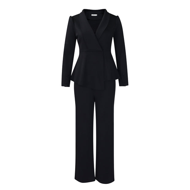 Damen Anzug mit elegantem Blazer und weitem Hosenbein WW