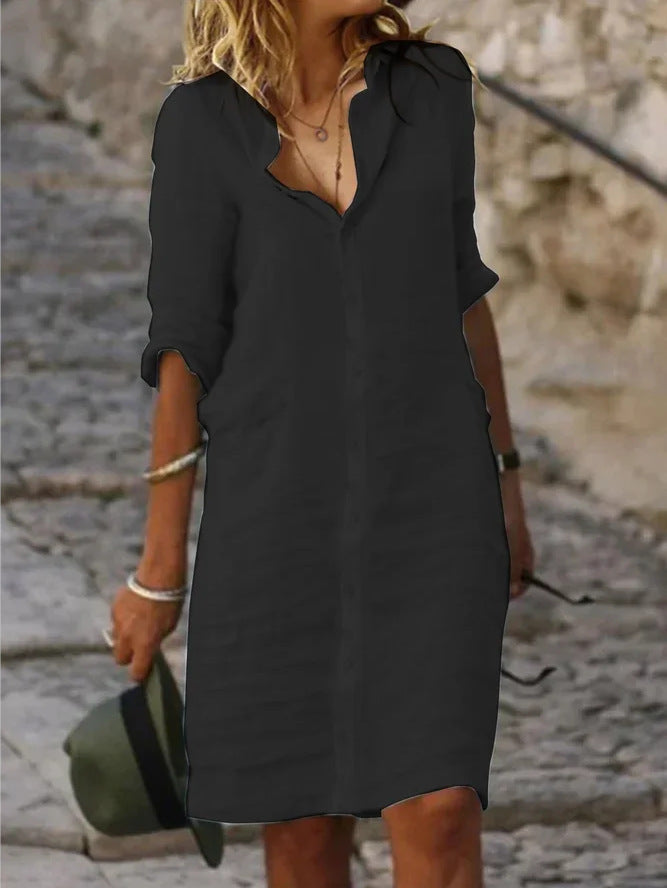 Damen lässiges Hemdkleid mit schicken Details W&W Mode