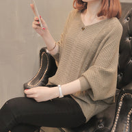 Damen Strickpullover mit V-Ausschnitt und luftiger Struktur WW