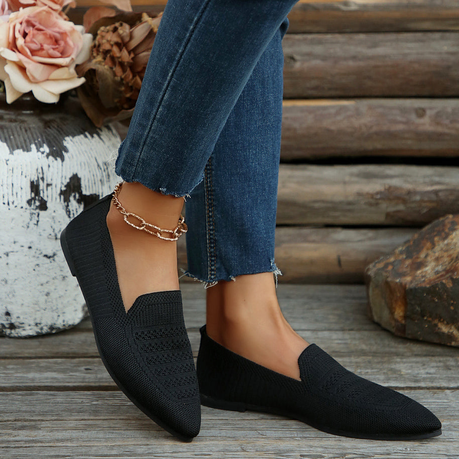 Damen Slipper mit atmungsaktivem Strickmaterial WW