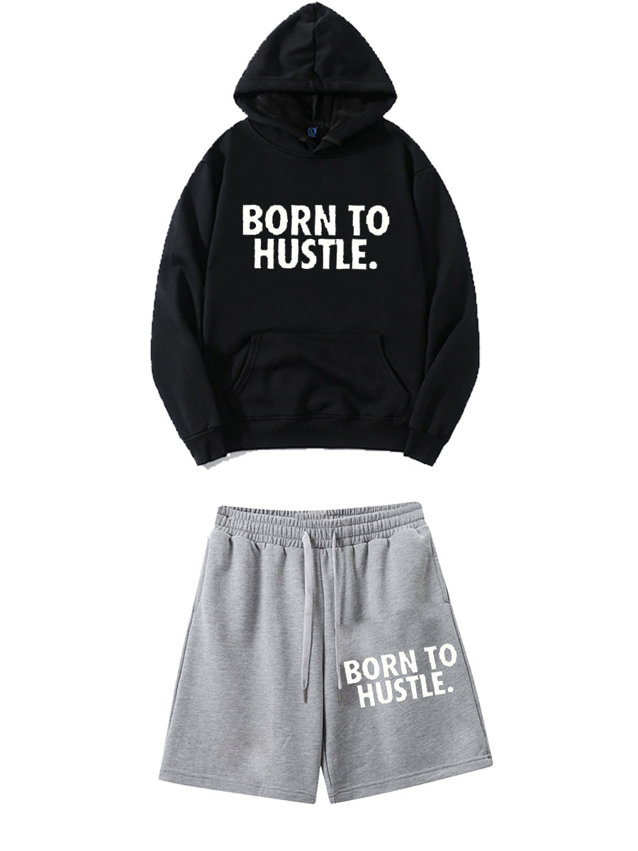 Damen Sportliches Hoodie und Shorts Set mit motivierendem Schriftzug WW