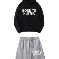 Damen Sportliches Hoodie und Shorts Set mit motivierendem Schriftzug WW