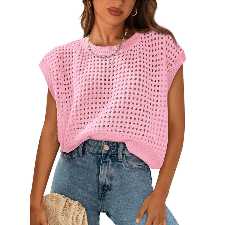 Damen lässiges Strickoberteil mit luftiger Netzstruktur W&W Mode