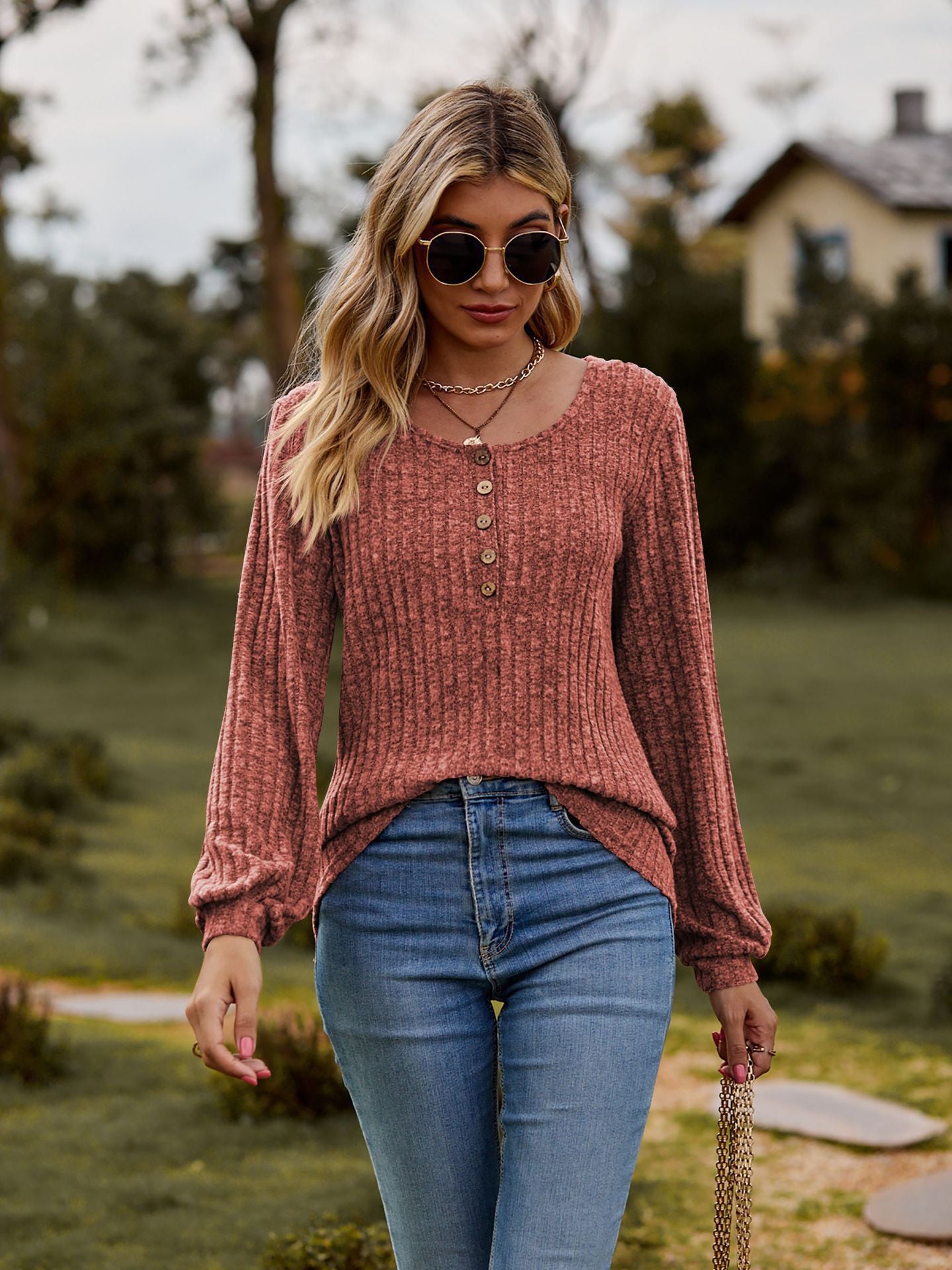 Damen Strickoberteil mit Knopfdetails und lässigem Schnitt WW