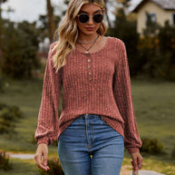 Damen Strickoberteil mit Knopfdetails und lässigem Schnitt WW