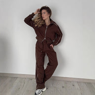 Damen Sportlicher Trend-Hoodie und Jogger Set WW
