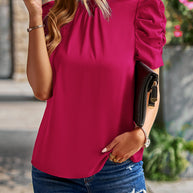 Damen Elegantes Oberteil mit gerafften Puffärmeln WW