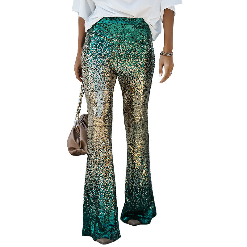 Damen Glitzernde Schlaghose mit luxuriösem Pailletten-Muster WW