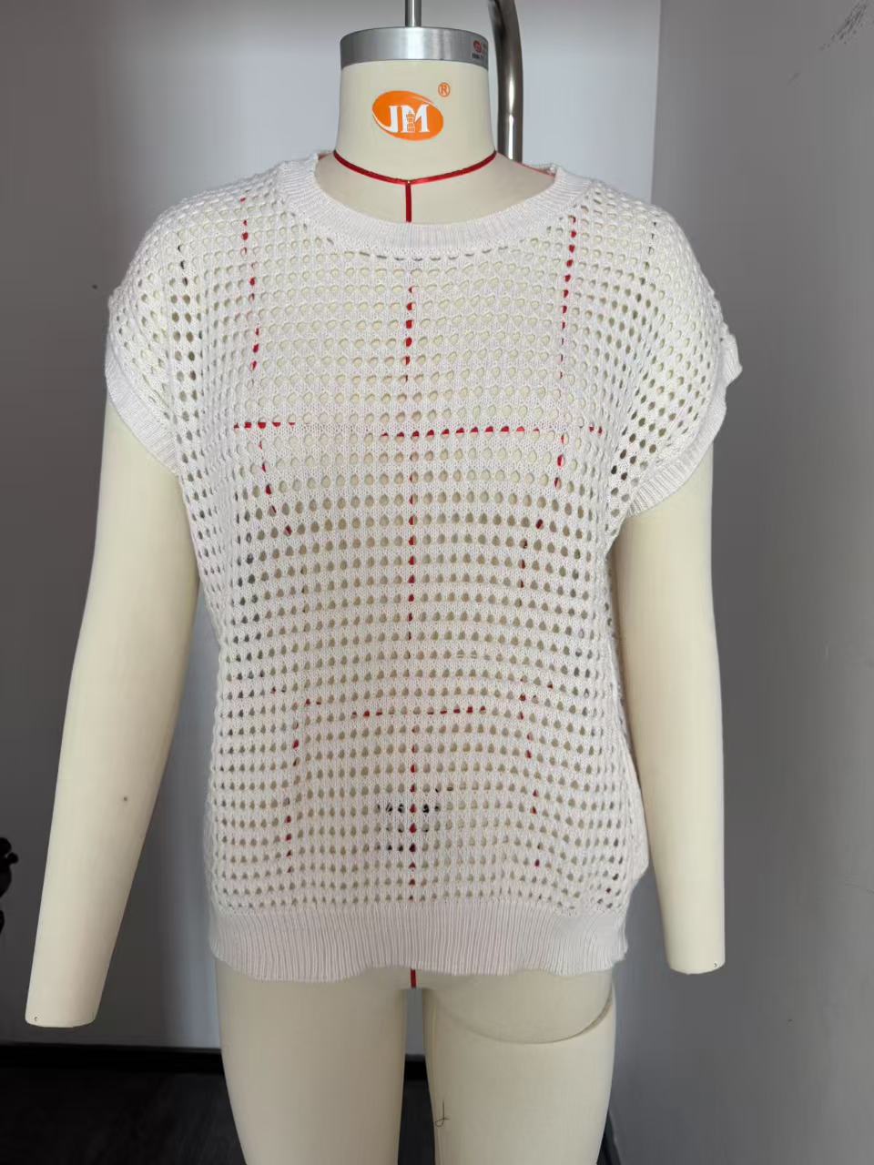 Damen lässiges Strickoberteil mit luftiger Netzstruktur W&W Mode