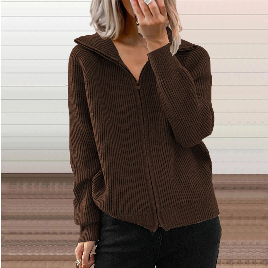Damen Strickjacke mit Reißverschluss und Hoodie WW