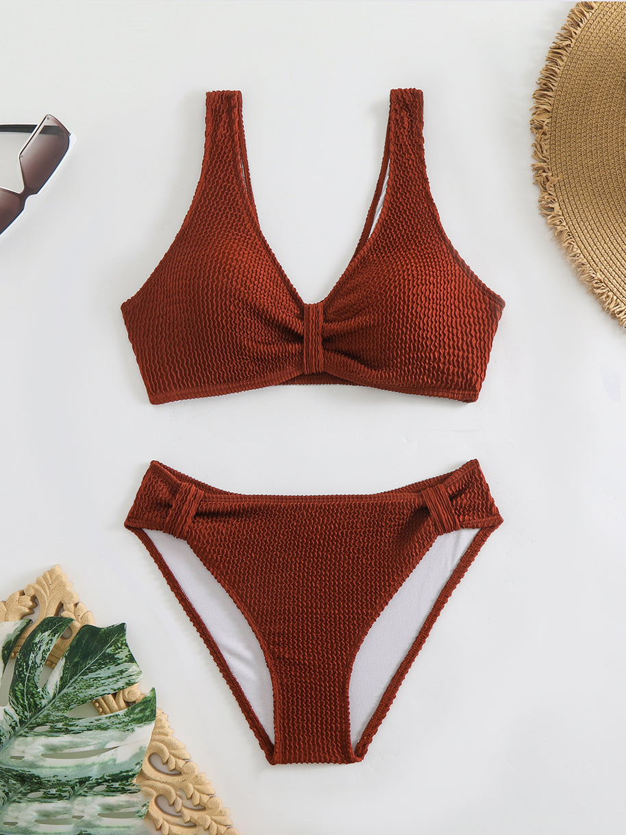 Damen Bikini mit strukturiertem Oberteil und hoher Taille WW