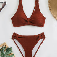 Damen Bikini mit strukturiertem Oberteil und hoher Taille WW
