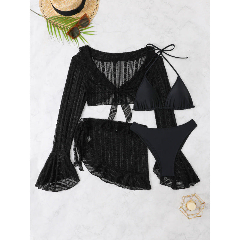 Damen Badeanzug-Set mit Spitzenoberteil und Rüschen von WW
