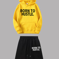 Damen Sportliches Hoodie und Shorts Set mit motivierendem Schriftzug WW