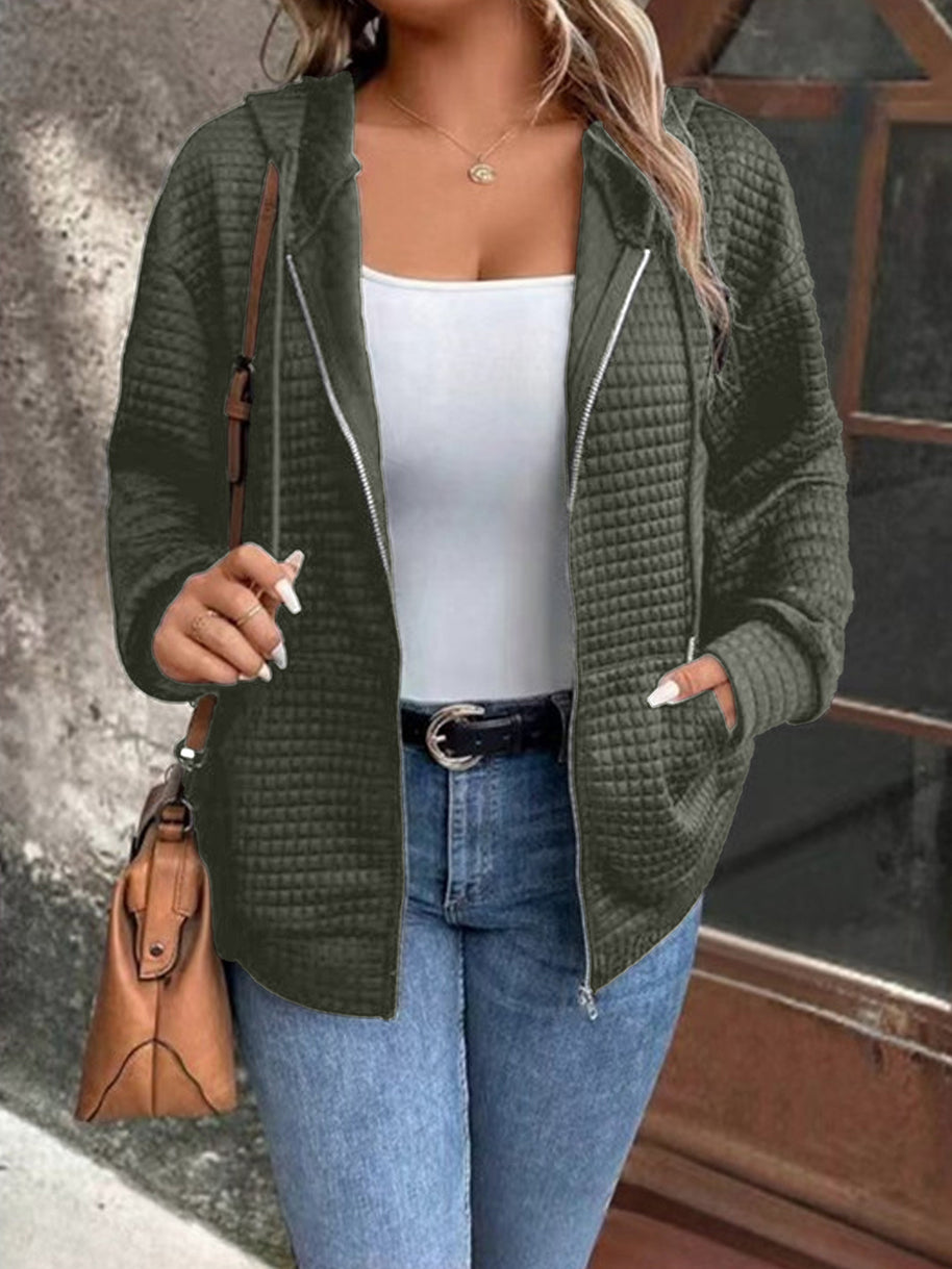 Damen gemütliche Kapuzenjacke aus strukturiertem Material WW