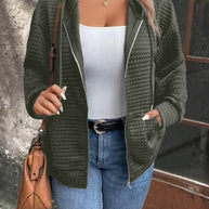 Damen gemütliche Kapuzenjacke aus strukturiertem Material WW