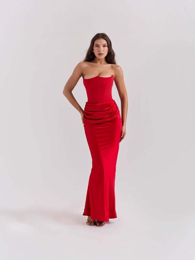 WW | Strapless Pink Satin Ballkleid