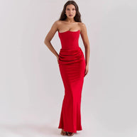 WW | Strapless Pink Satin Ballkleid