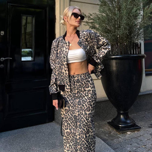 Damen sportliche Bomberjacke und Midirock Set WW