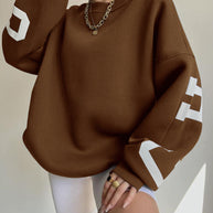 Damen lässiger Oversized Sweater mit kontrastierenden Ärmeln WW