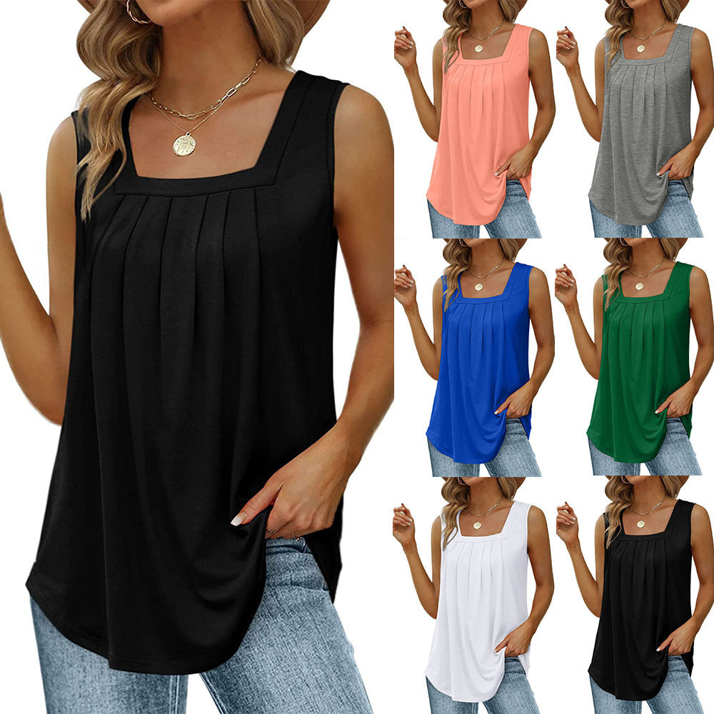 Damen leichtes Tanktop mit elegantem quadratischen Ausschnitt und floralem Druck WW