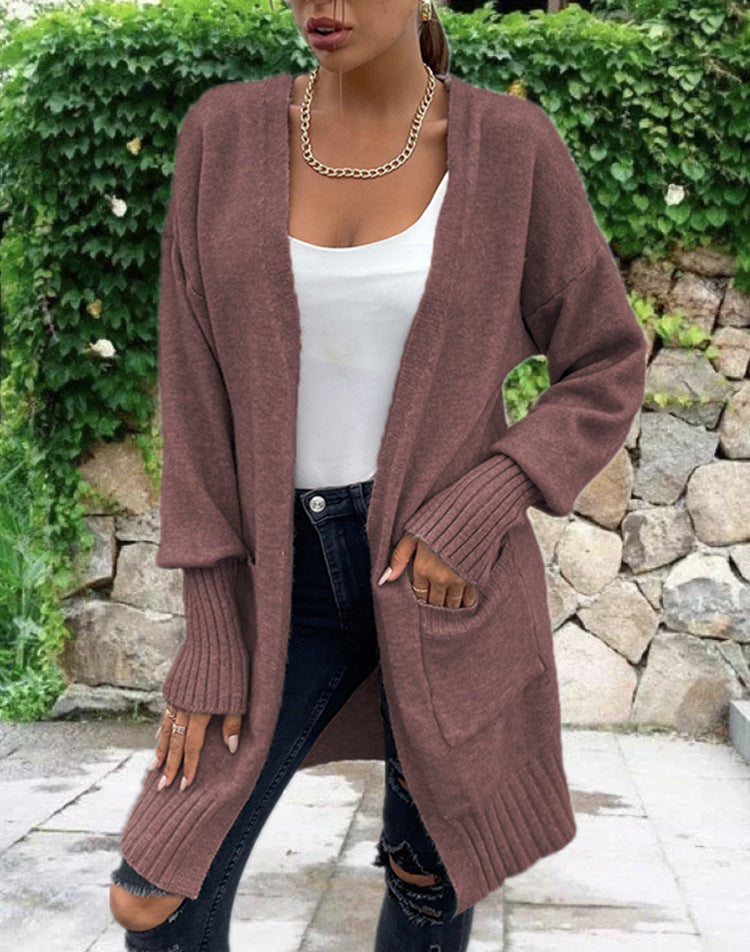 Damen Strickjacke mit geripptem Saum und praktischen Taschen WW