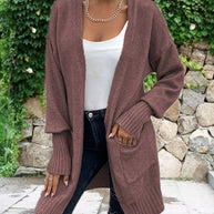 Damen Strickjacke mit geripptem Saum und praktischen Taschen WW