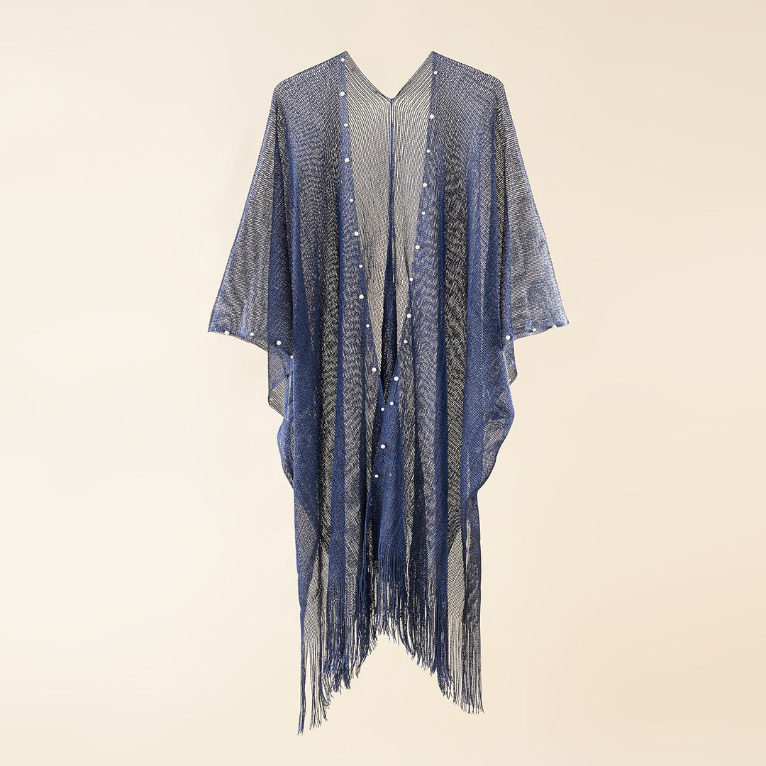 Damen transparenter Kaftan mit fransigen Kanten und elegantem Design W&W Mode