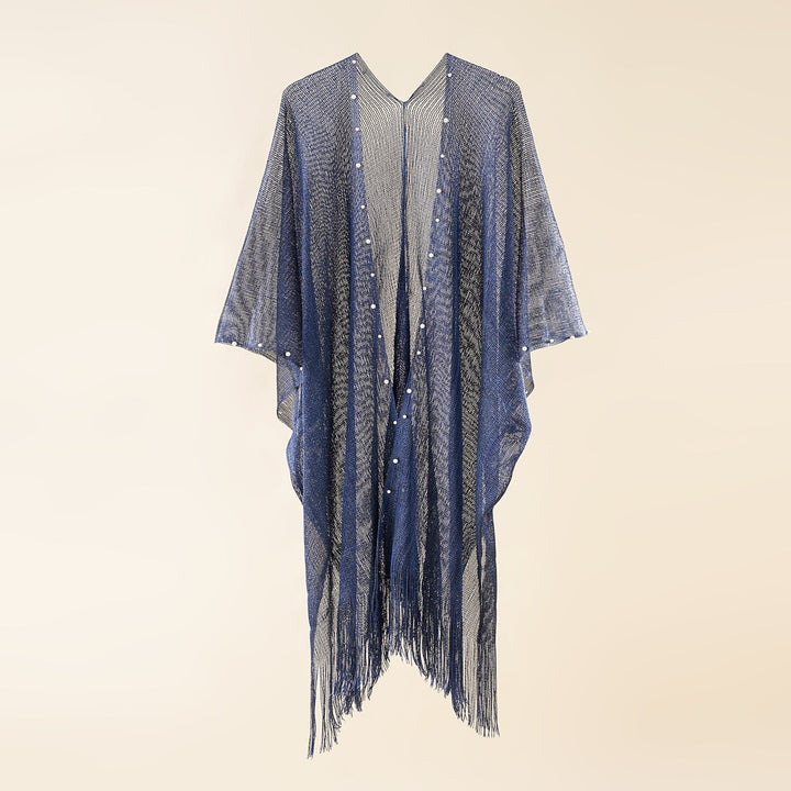 Damen transparenter Kaftan mit fransigen Kanten und elegantem Design W&W Mode
