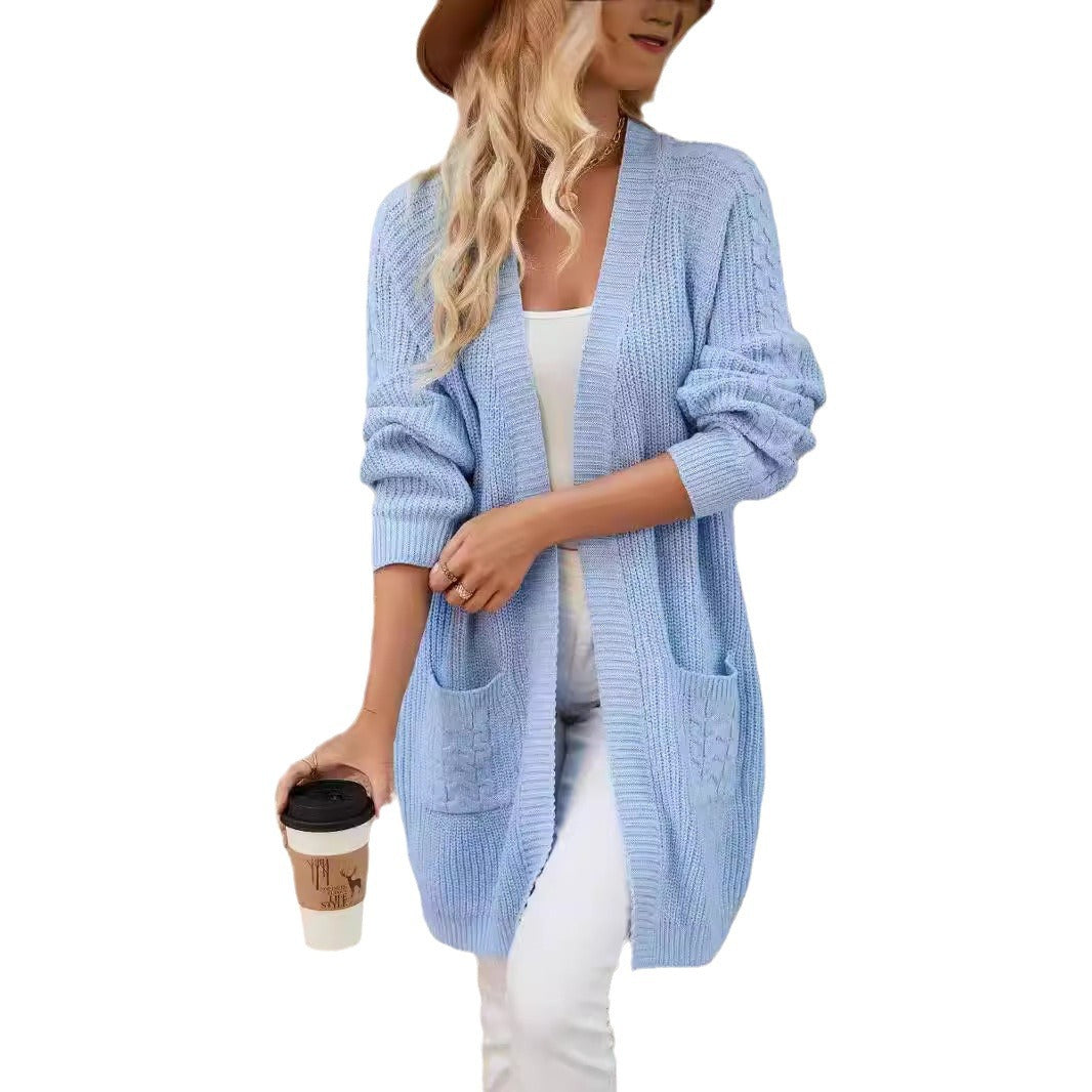 Damen Strickcardigan mit großzügigen Taschen und modernem Zopfmuster WW