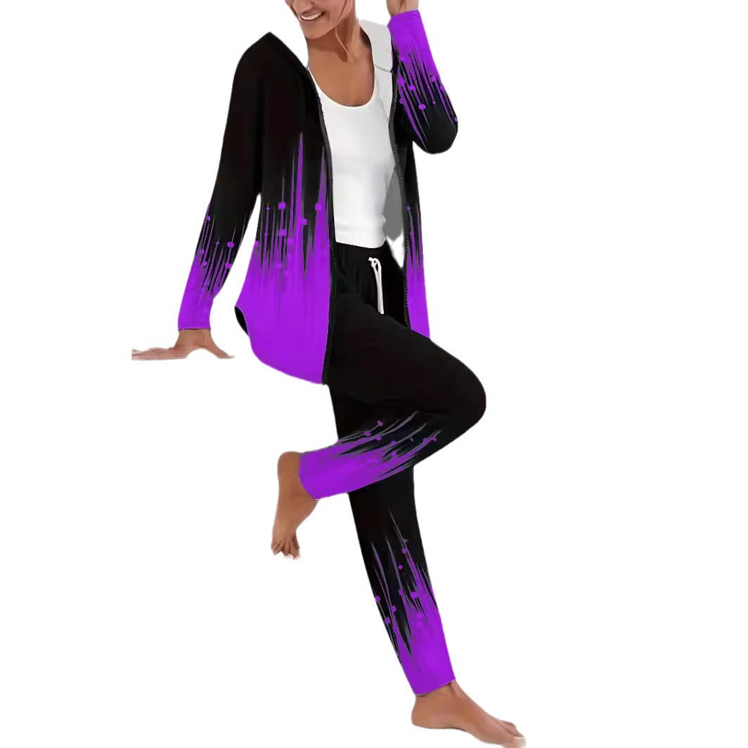Damen Sportlicher Freizeitanzug mit moderne Farbverlauf-Details WW