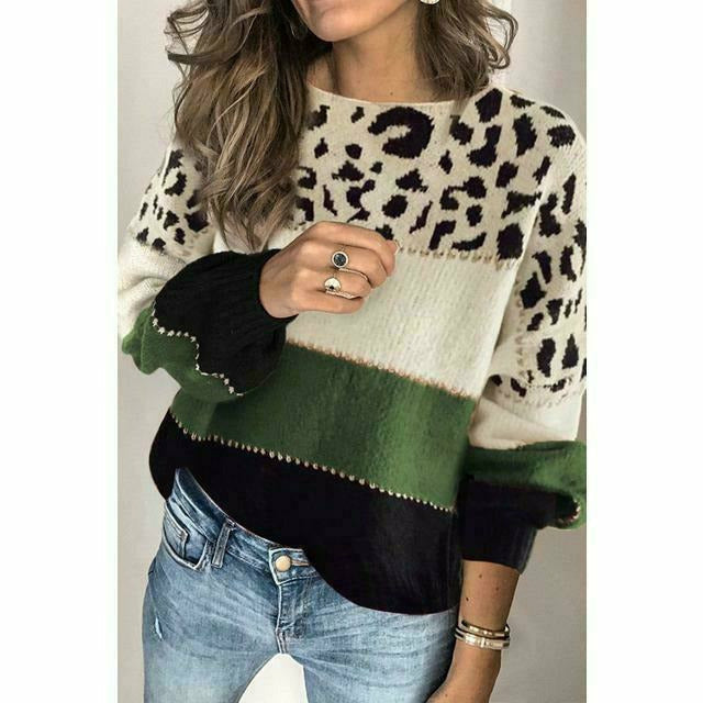 W&W Mode | Patchwork-Pullover Mit Leoparden-Print