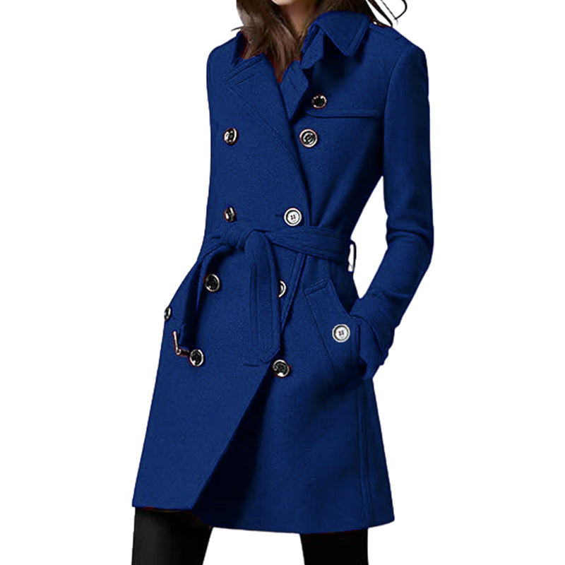 Damen Eleganter Trenchcoat mit modischem Gürtel und hochwertigen Knopfdetails WW