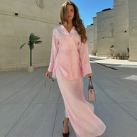 Damen elegantes Maxikleid aus satinierter Baumwolle WW