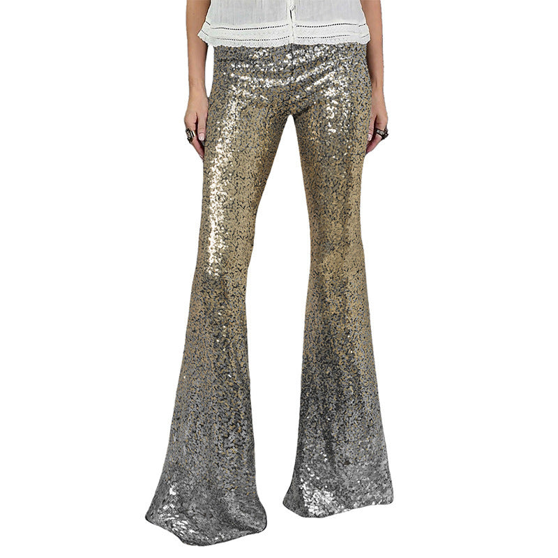 Damen Glitzernde Schlaghose mit luxuriösem Pailletten-Muster WW