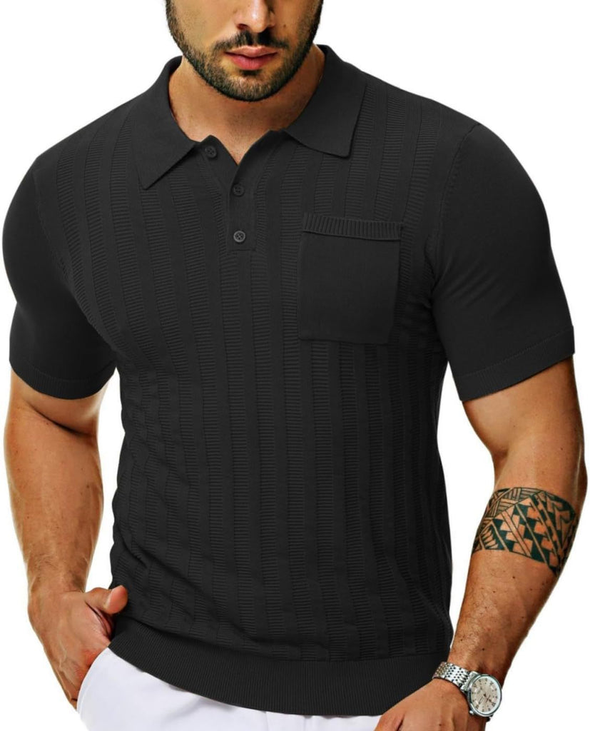 Herren Poloshirt mit strukturiertem Muster und kurzer Ärmel WW
