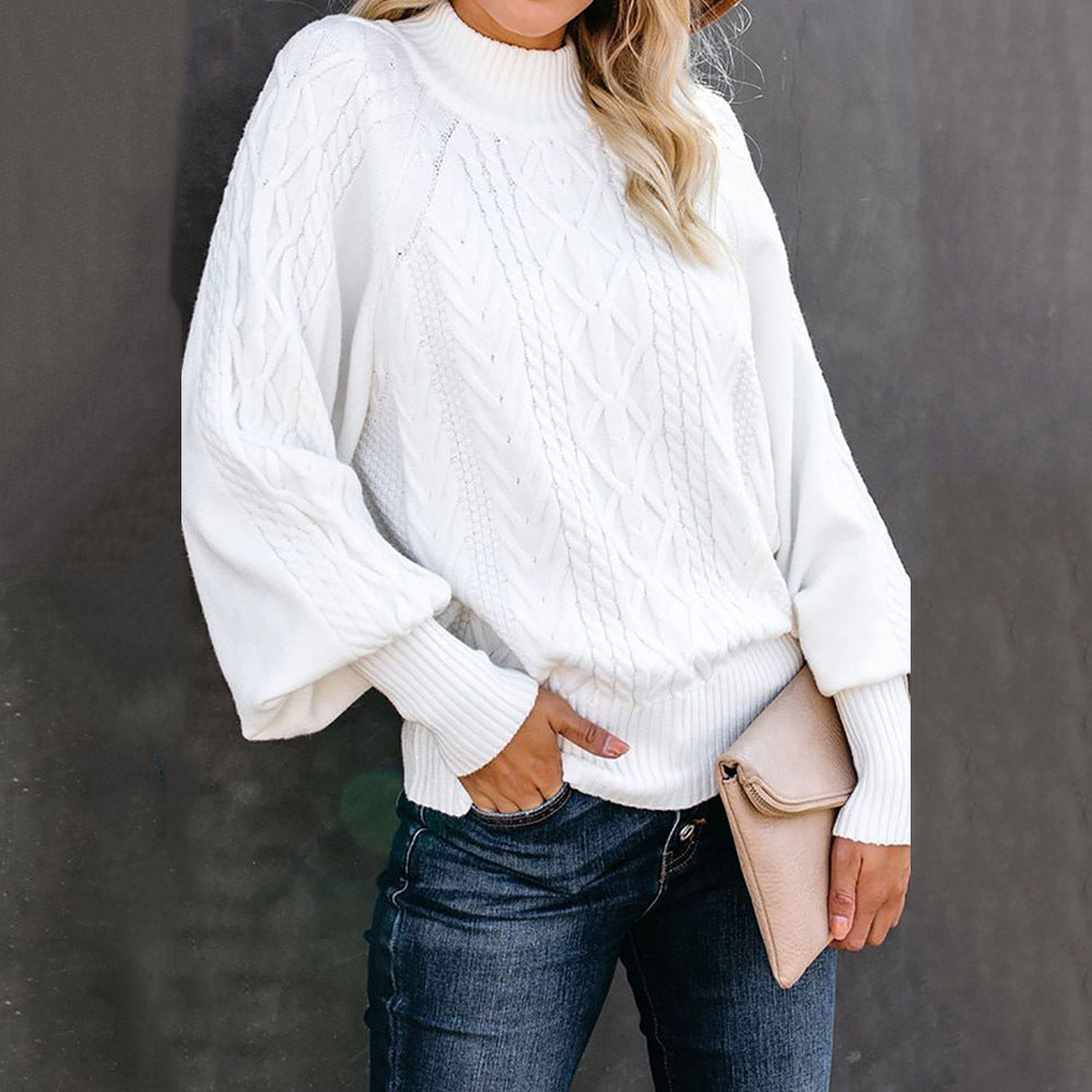 Damen Strickpullover mit hochgeschlossenem Design und strukturiertem Muster WW