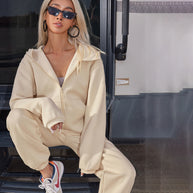 Damen sportlicher Fleece-Mantel mit großzügigen Taschen und elastischen Bündchen WW