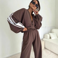 Damen Sportliches Zweiteiler-Set mit voluminösen Ärmel und elastischen Bund WW