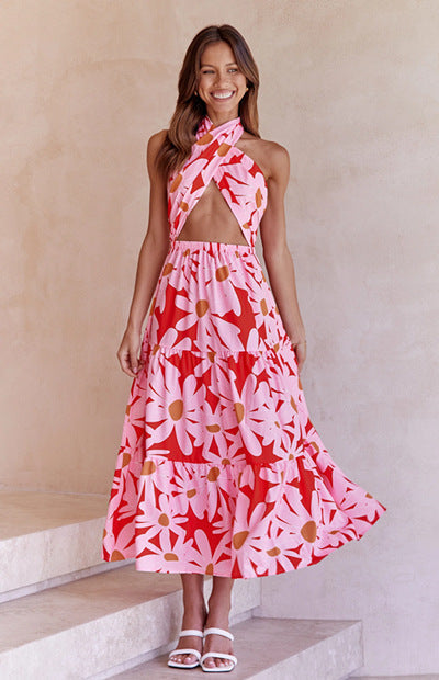 W&W Mode | Halter Bedrucktes Ärmelloses Halterkleid