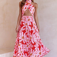 WW | Halter Bedrucktes Ärmelloses Halterkleid