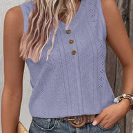 Damen Ärmelloses Top mit Knopfdetail und Lochmuster WW