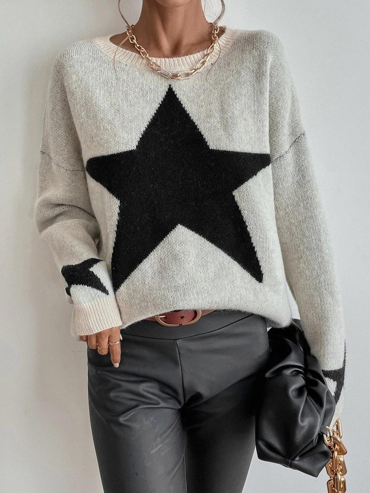 W&W Mode Big Stars Pullover Rundhals Sweatshirt